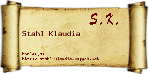 Stahl Klaudia névjegykártya
